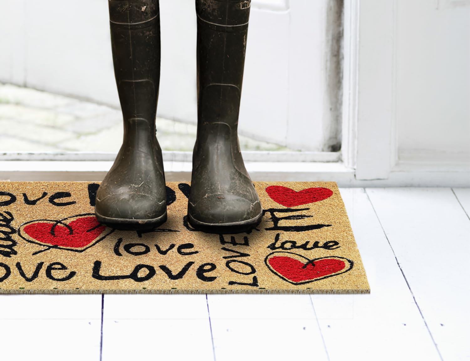 Zerbino In Fibra Di Cocco 40x70 Cm - Design Ciliegio In Fiore, Retro Antiscivolo, Per Interno Ed Esterno - Foto 2