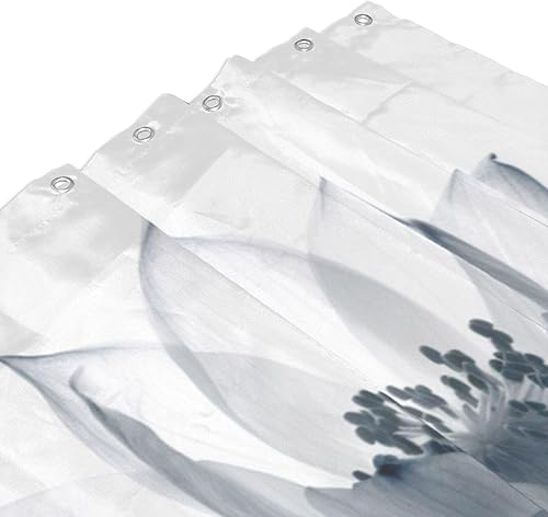 Miniatura 3 de YLATY2974 - Cortina de ducha de flores abstractas para baño, juego de cortina de ducha bohemia floral blanca y azul, tela transparente, moderna,