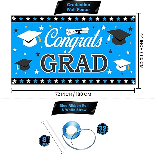 Miniatura 4 de KatchOn, Globos azules 2023 y pancartas de graduación – Grandes, paquete de 30 | Cartel de felicitación de graduación | Decoraciones de graduación