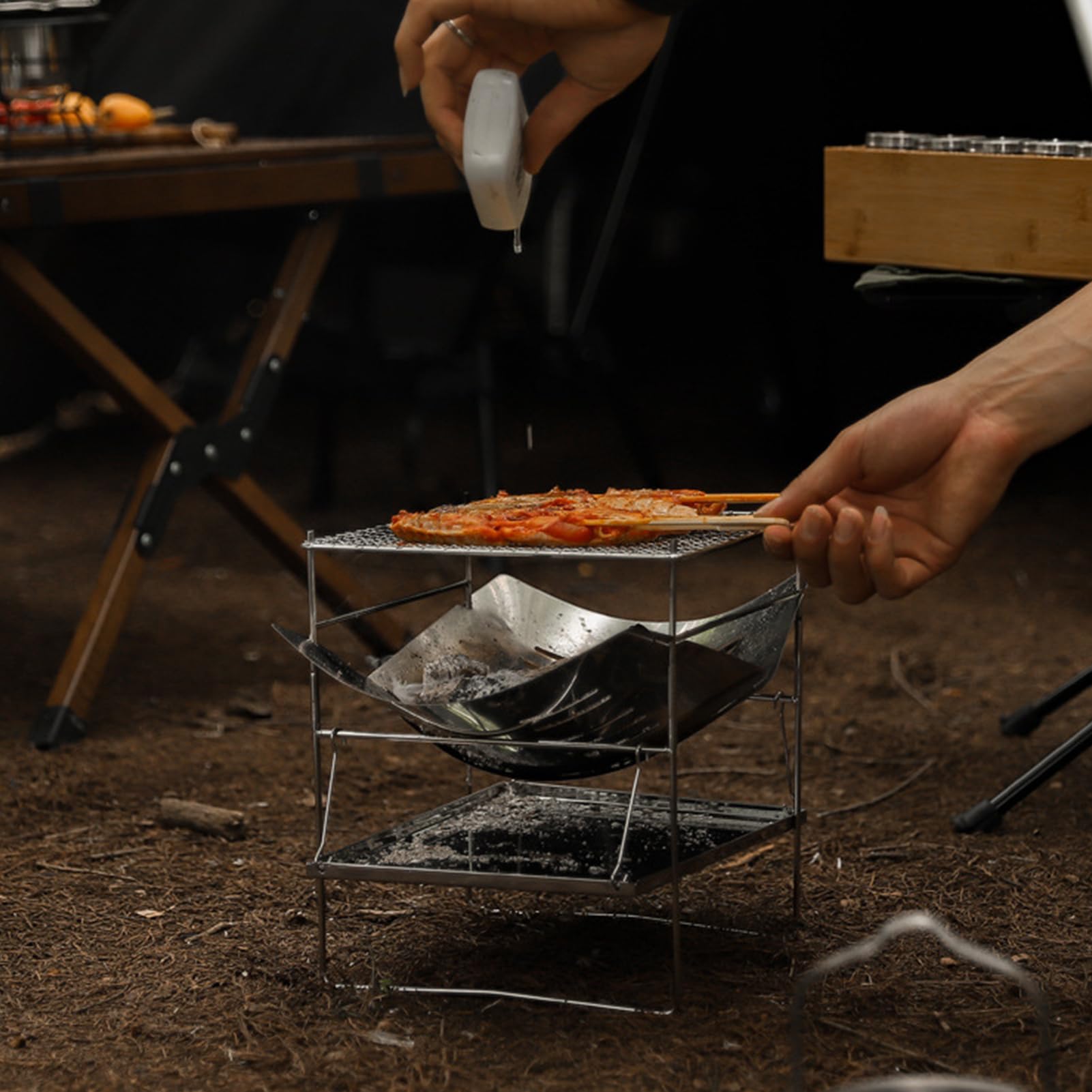 Estufa de leña para tienda - Estufa de combustión de acero inoxidable | Parrilla plegable compacta para senderismo, camping, picnic, supervivencia, al aire libre senderismo
