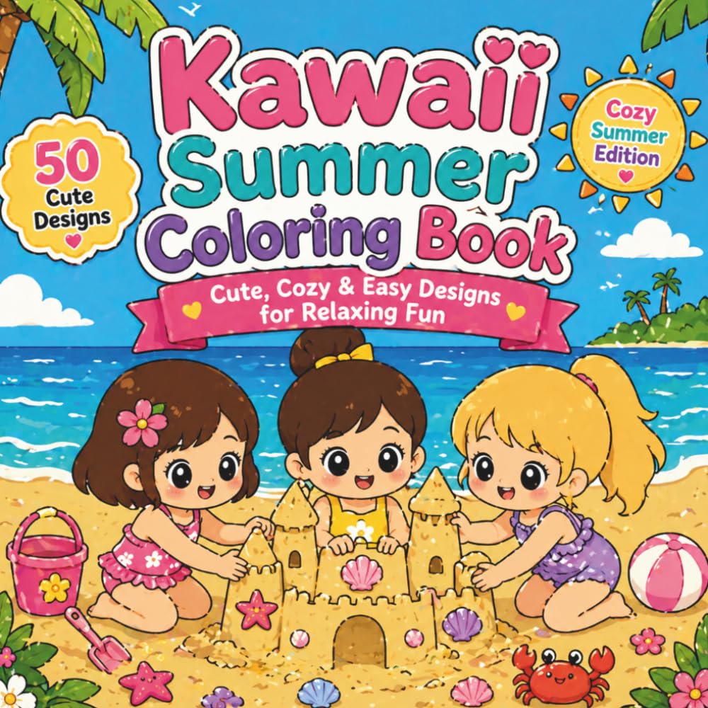 Kawaii Summer Coloring Book: Cute, Cozy & Easy Designs for Relaxing Fun (SUMMER VIBES Coloring Books)