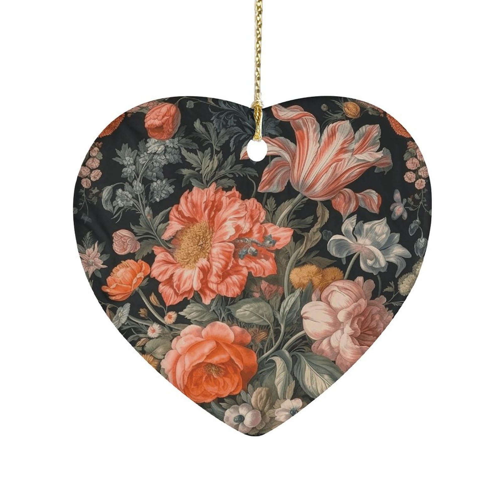 Fekiloot Style Orange Flower Pattern Ceramic Ornament Home Decor Keepsake