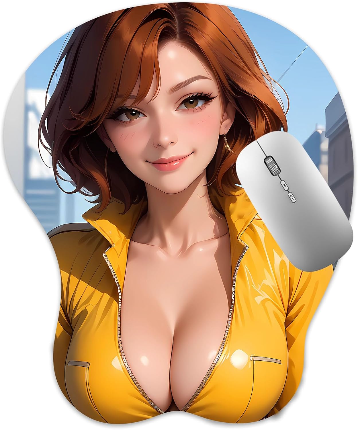 3D Mouse Pad, Oppai Mousepad with Soft Gel Wrist Rest Anime Manga Gaming Boob pad Anti-Slip Mouse Mat (April)