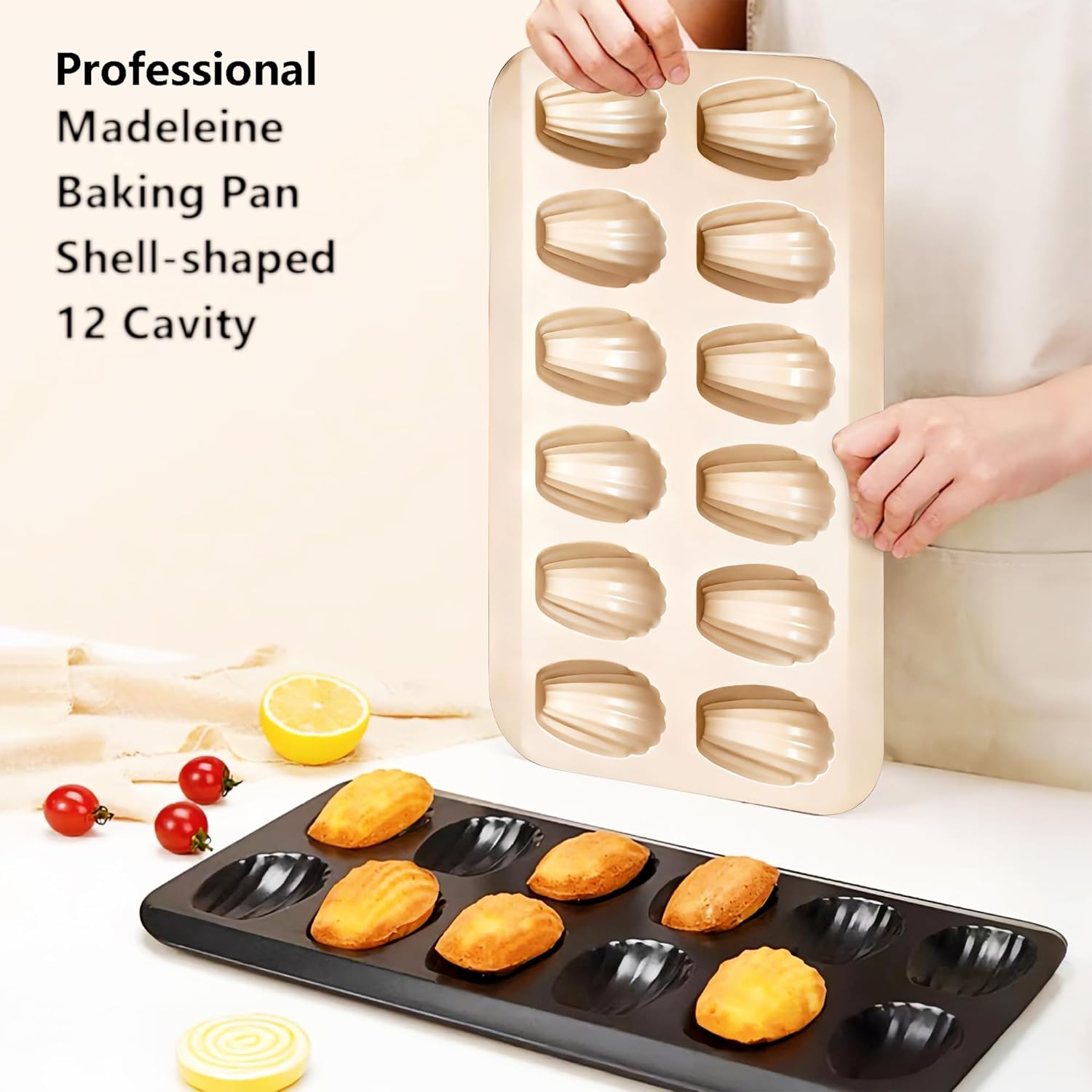 12-Cavity Madeleine Pan Non-Stick Shell-Shaped Madeleine Baking Mould