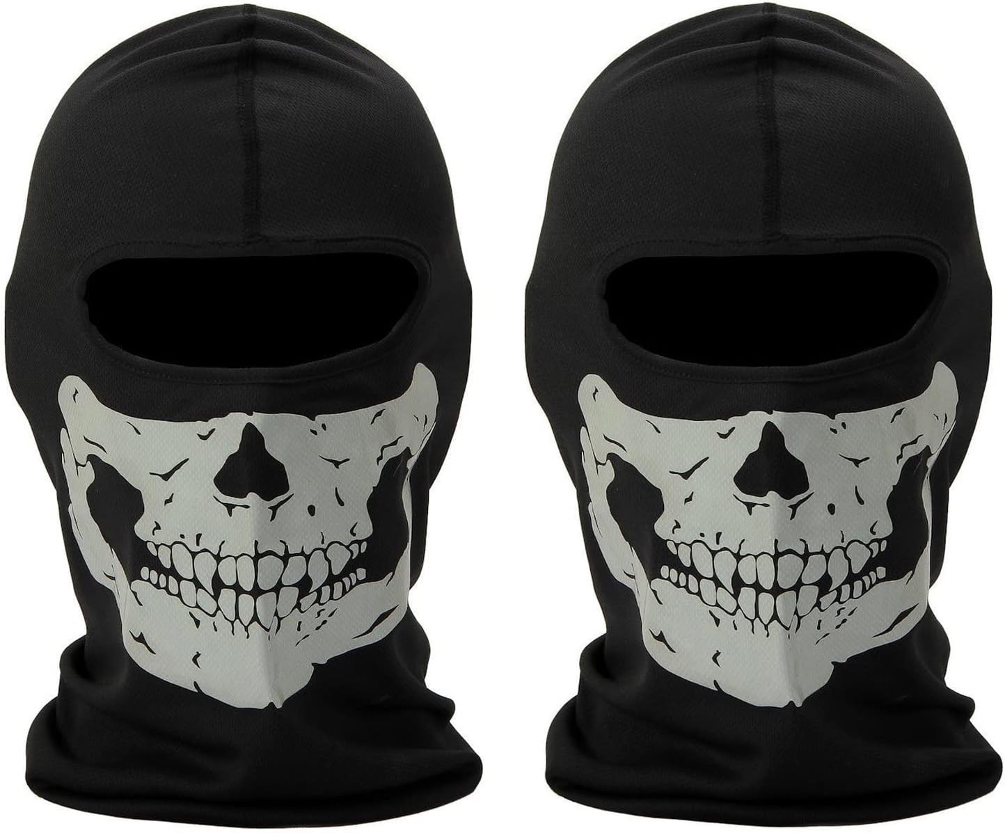 Mesh 2 Pack Balaclava Black Ghosts Skull Full Face Mask for Men Women Cosplay Party Halloween Motorcycle Bike Cycling Outdoor Skateboard Hiking Skiing, Black, One Size