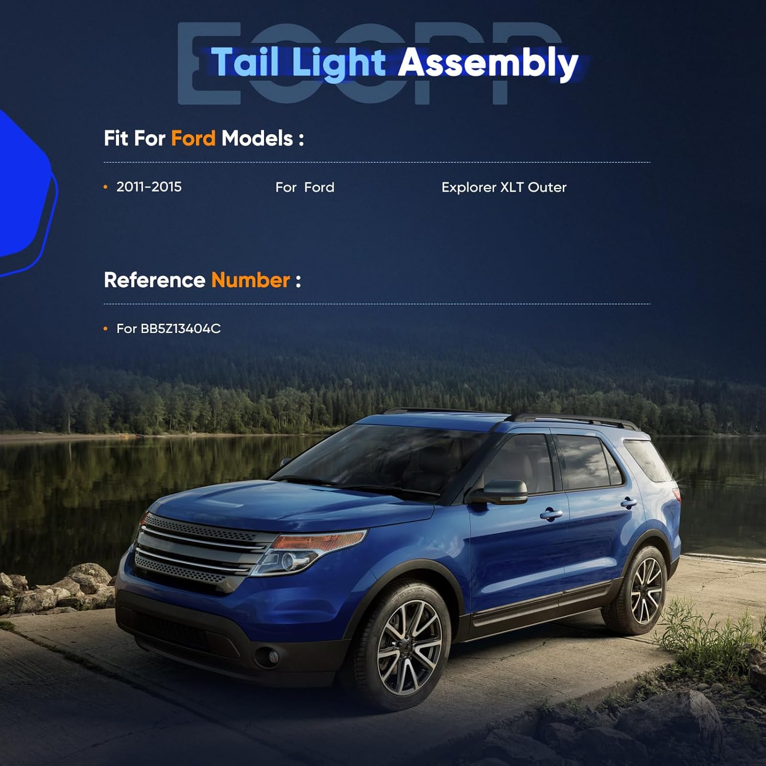 ECCPP Tail Light Assembly Fit 2011-2015 for Ford Explorer XLT Base Limited Sport 3.5L V6 Gas Outer Right Taillamp Red Clear Lens BB5Z13404C