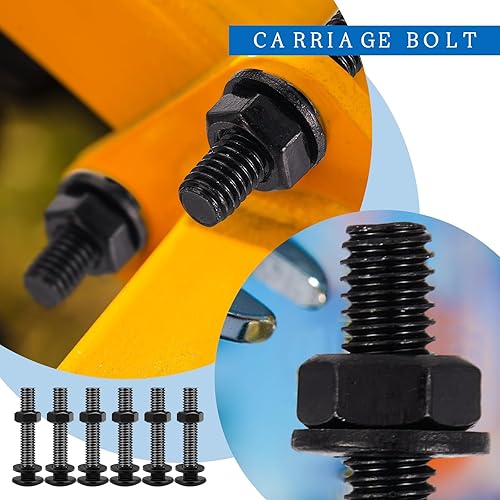 Miniatura 47 de Zonon Juego de 12 pernos de carro galvanizados de 3/8 x 6 pulgadas, color negro, incluye arandelas resistentes a la corrosión y tuercas