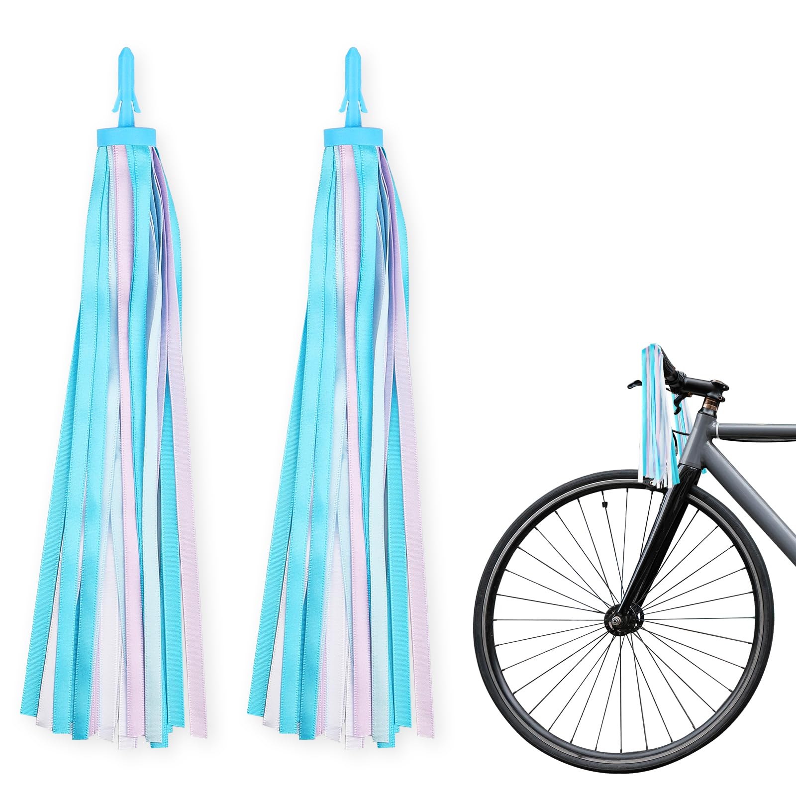 Estivaux Rainbow Bike Streamers Holiday Bike Handlebar Tassels Colorful Bicycle Streamer Tassels for Bicycle Ornaments