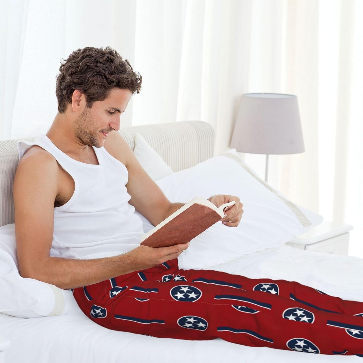 Tennessee State Flag Print Mens Flannel Pajama Pants,Warm Christmas Pjs,Comfortable Lounge Pants for Men