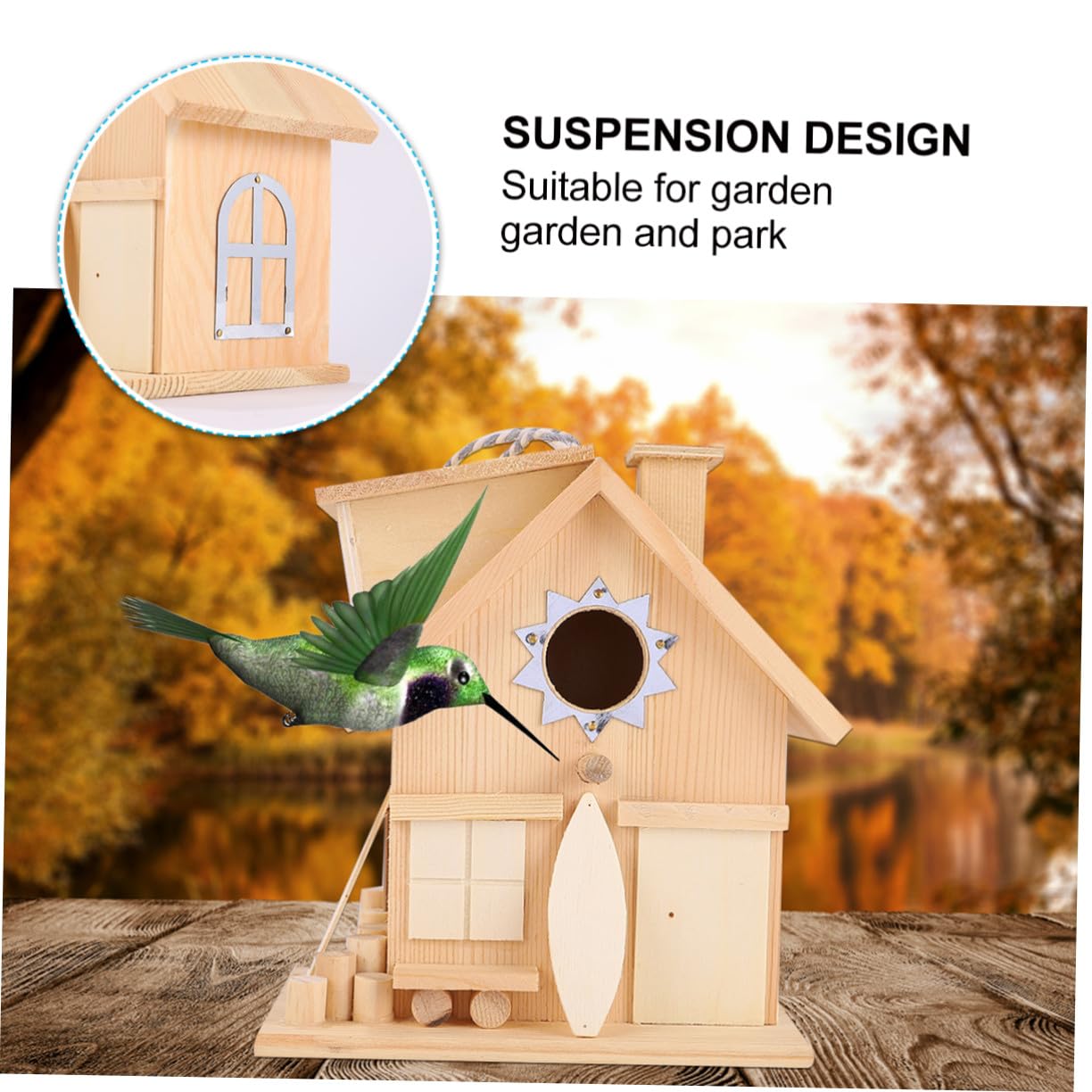 Casa para Pájaros De Madera Estilo Rústico Colgante para Exteriores como Nido Tipo Cabaña De Madera