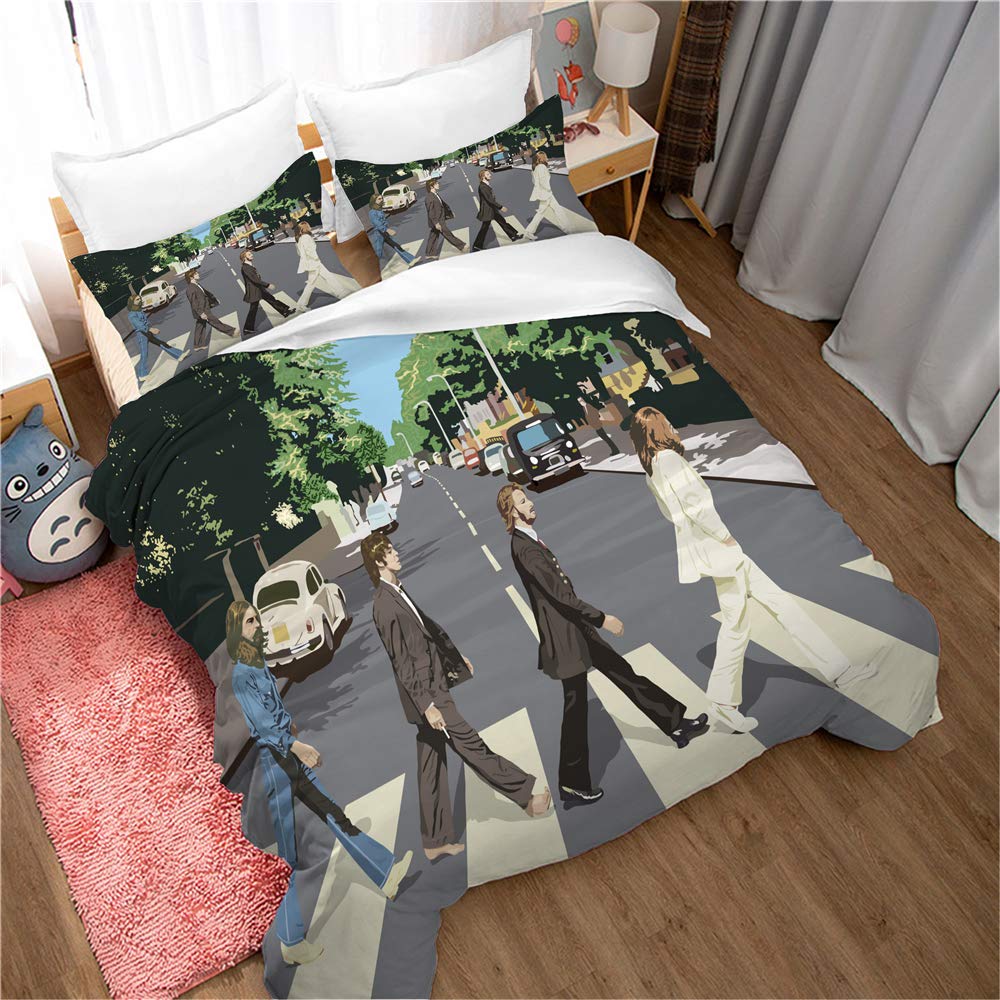 Ste-X Style 02 Duvet Cover Rock Band The Beatles Pillowcase Bedding Anti-Mite Soft 15% Cotton + 85% Microfiber (,220X230cm(King))