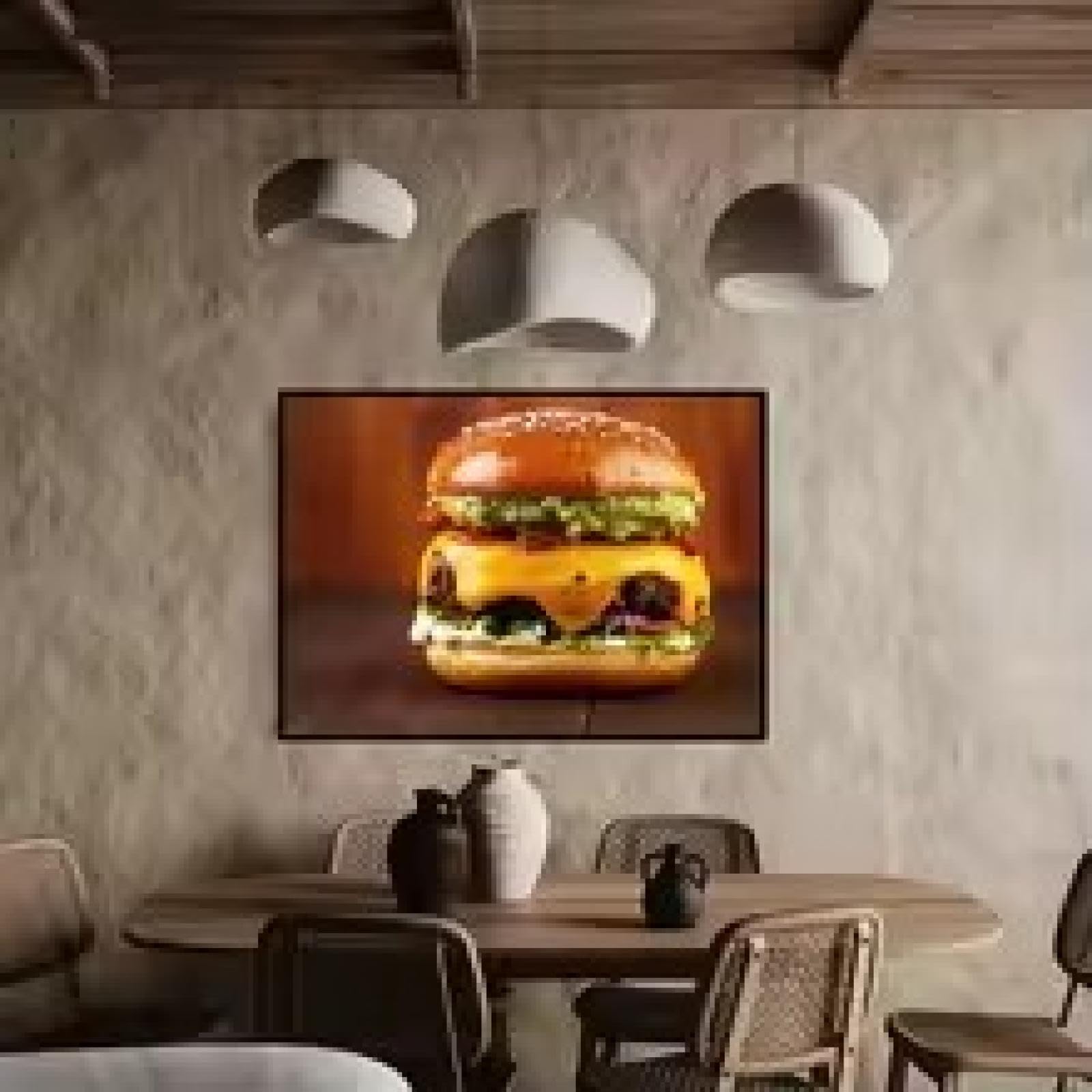 Affiche de hamburger et frites 50x70 cm sans cadre décorative