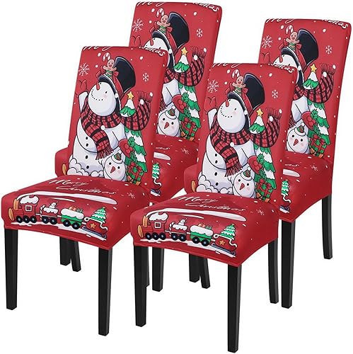 SearchI Juego de 6 fundas para sillas de comedor navideñas, fundas elásticas para sillas Parsons, protectores de asiento lavables de elastano para