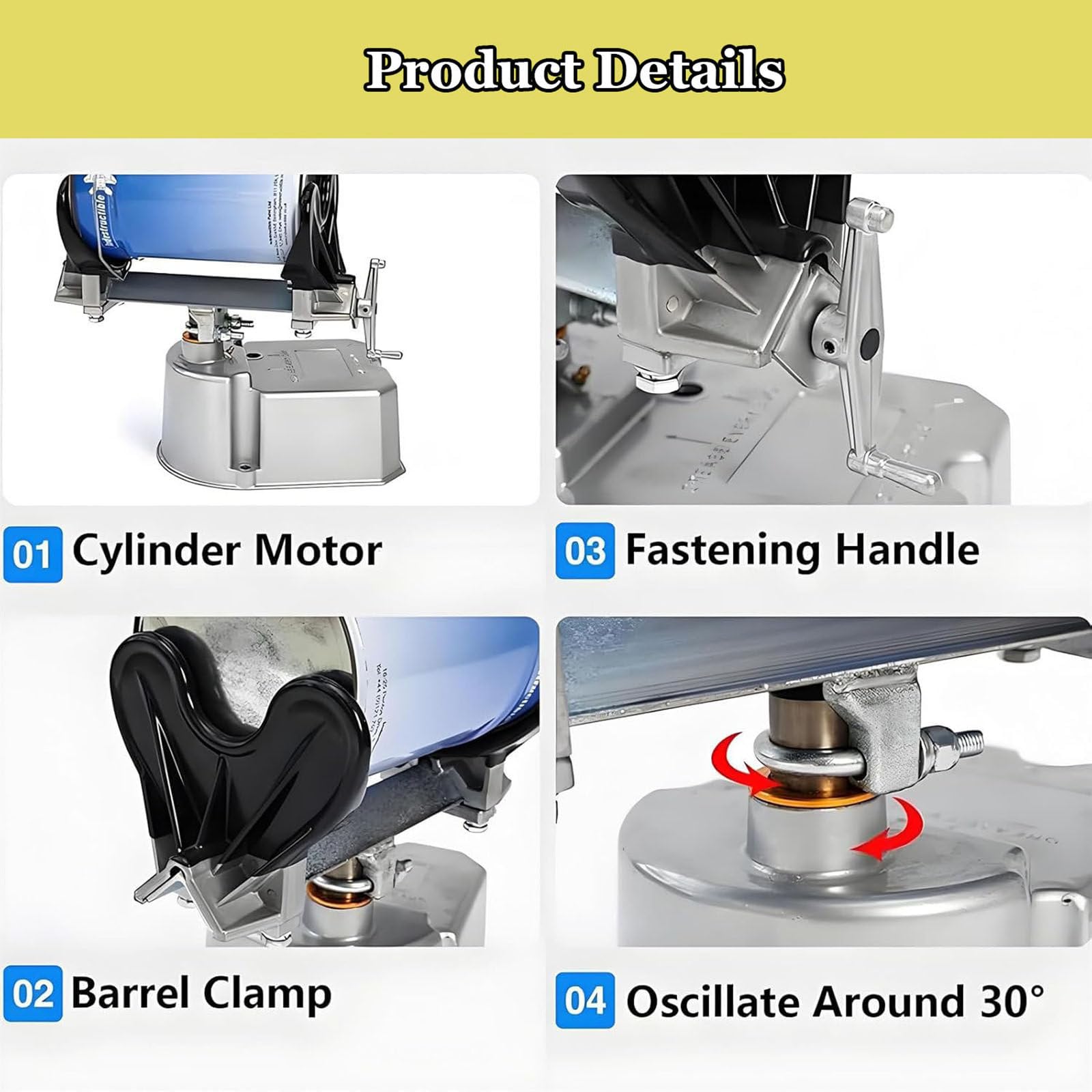 Mezclador de pintura neumático, mezclador de tintas de pintura de 1 a 5 litros con abrazadera ajustable, oscilación de 30° y velocidad de 0 a 500 rpm, para tintes, resinas y mezcla de acuarela