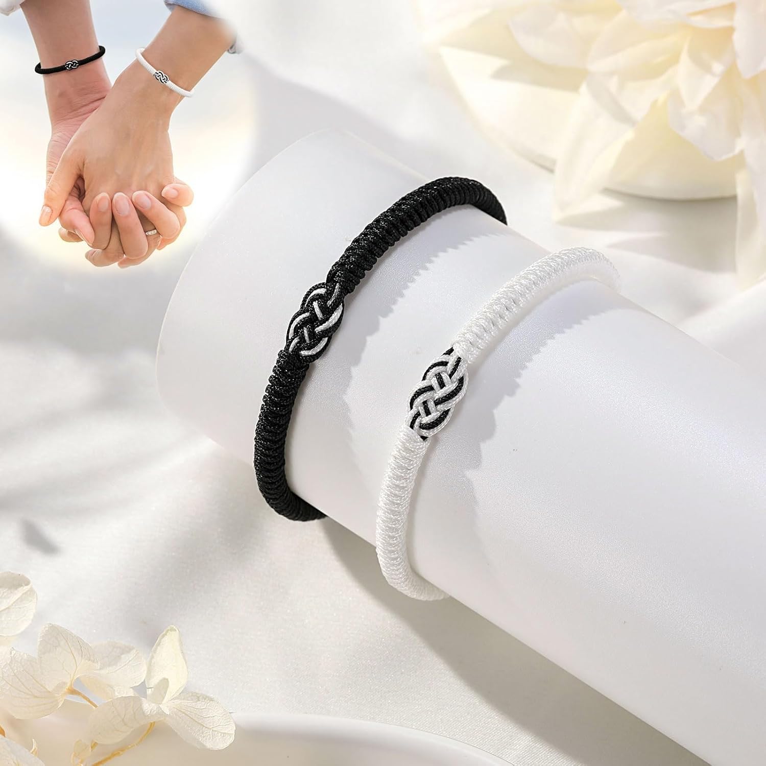 2pcs Tibetan Lucky Bracelet Handmade Amulet Knot Woven Red Black String Rope Protection Bracelets for Women Men BFF Friendship Couples Family Birthday Mothers Day Christmas Fashion Jewelry Gifts - Image 2