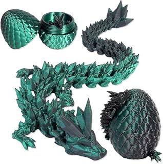 TEOXQPBJ Huevo de Dracheim Impreso 3D Pascua Misterioso Dragón Juguete Realista Realista Figuras de Dragón Móvil Articulaciones Flexibles Decoración del Hogar Juguetes de Escritorio Verdoso-Negro
