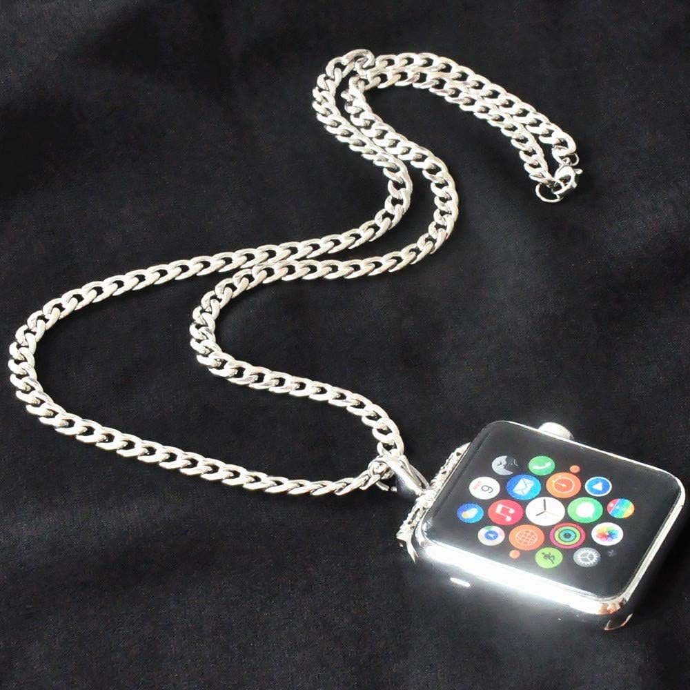 Stainless Steel Chain Necklace Smartwatch Band Compatible with Fitbit Versa 1/2/Lite Newest Polished Silver Metal Wheat Chain Strap Rope Neckband Replacement Accessories Wearable Technology Women Men : Cell Phones & Accessories