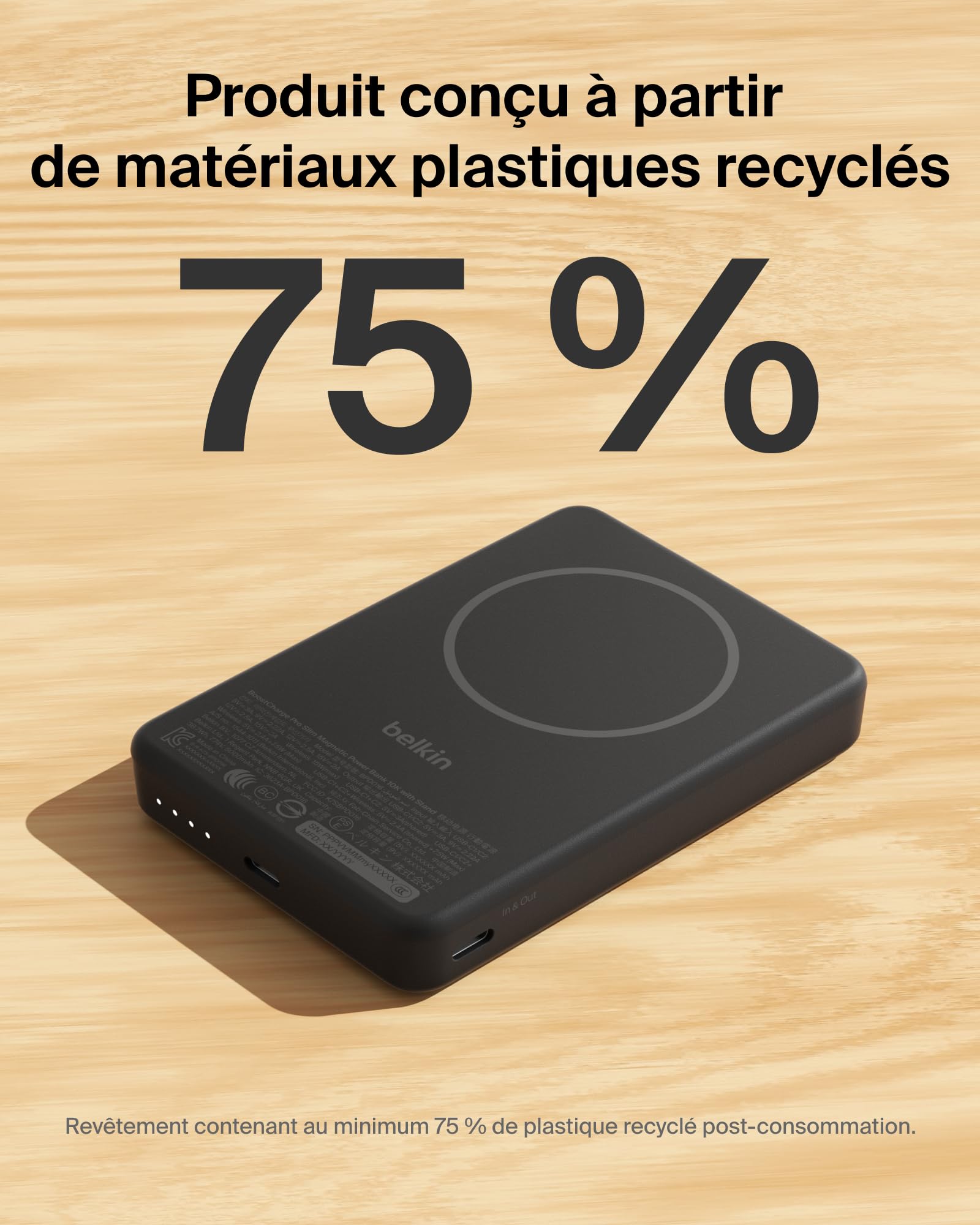 Belkin BoostCharge Slim Batterie Externe Magnétique 10K Et Béquille - Noir