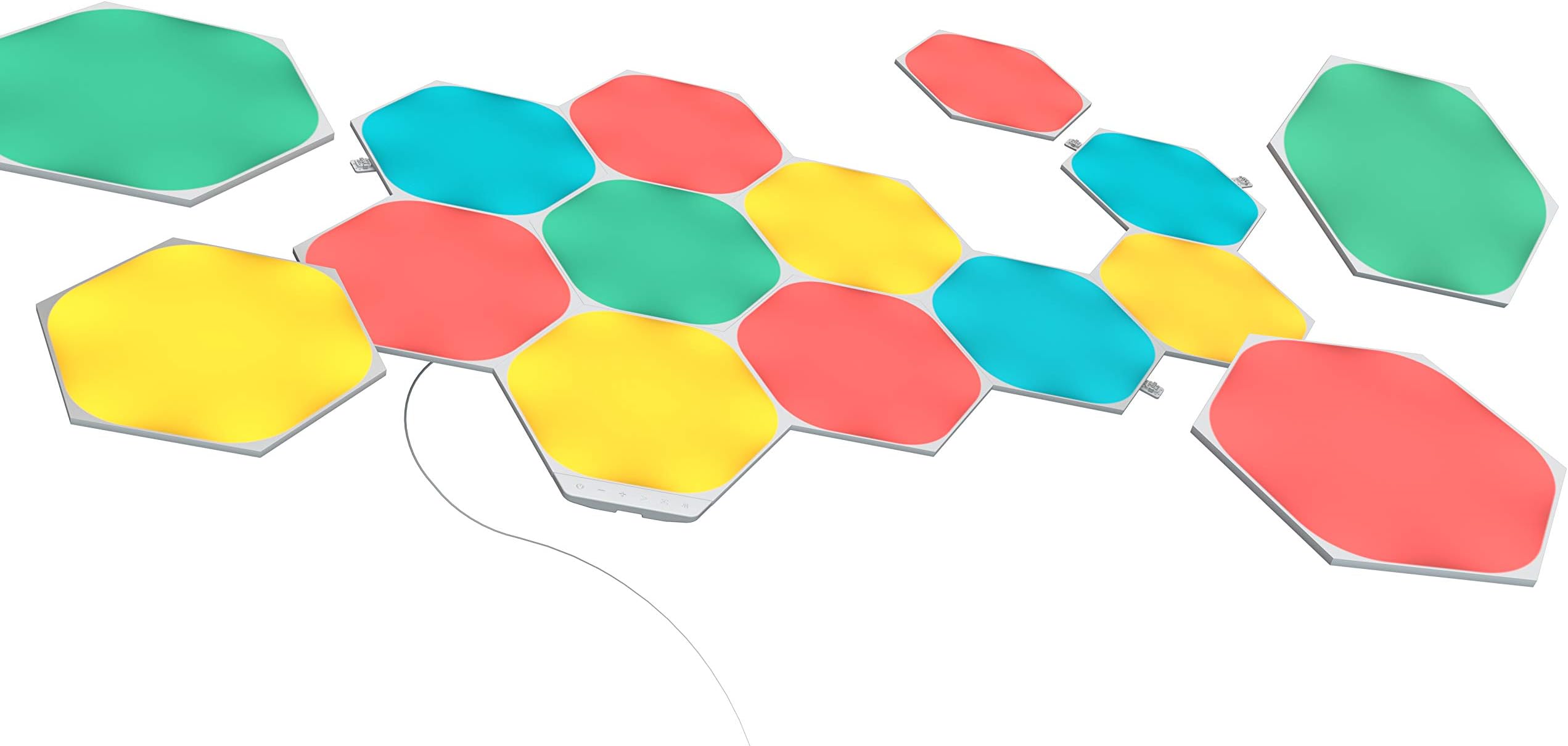 SHAPES Hexagons Starter Kit - Smart WiFi LED Panel System w/Music Visualizer, Instant Wall Decoration, Home or Office Use, 16M+ Colors, Low Energy Consumption - White (15 Pack)