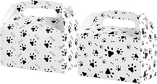 24pcs Puppy Dog Pet Paw Print Bone Sign Paper Gift Treat Boxes Dog Theme Party Candy Goodie Boxes for Kids Birthday Party Baby Shower Decorations
