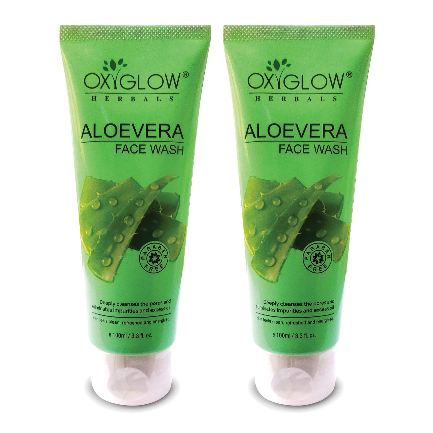 OxyGlow Herbals Alovera Face Wash -100ml| Calms & Restores the skin | Controls Excess Oil|Deep Cleansing|Tighten Pores|Refreshed |Nourishes | Hydration|All Skin Type|Moisturizing (Pack of 2)