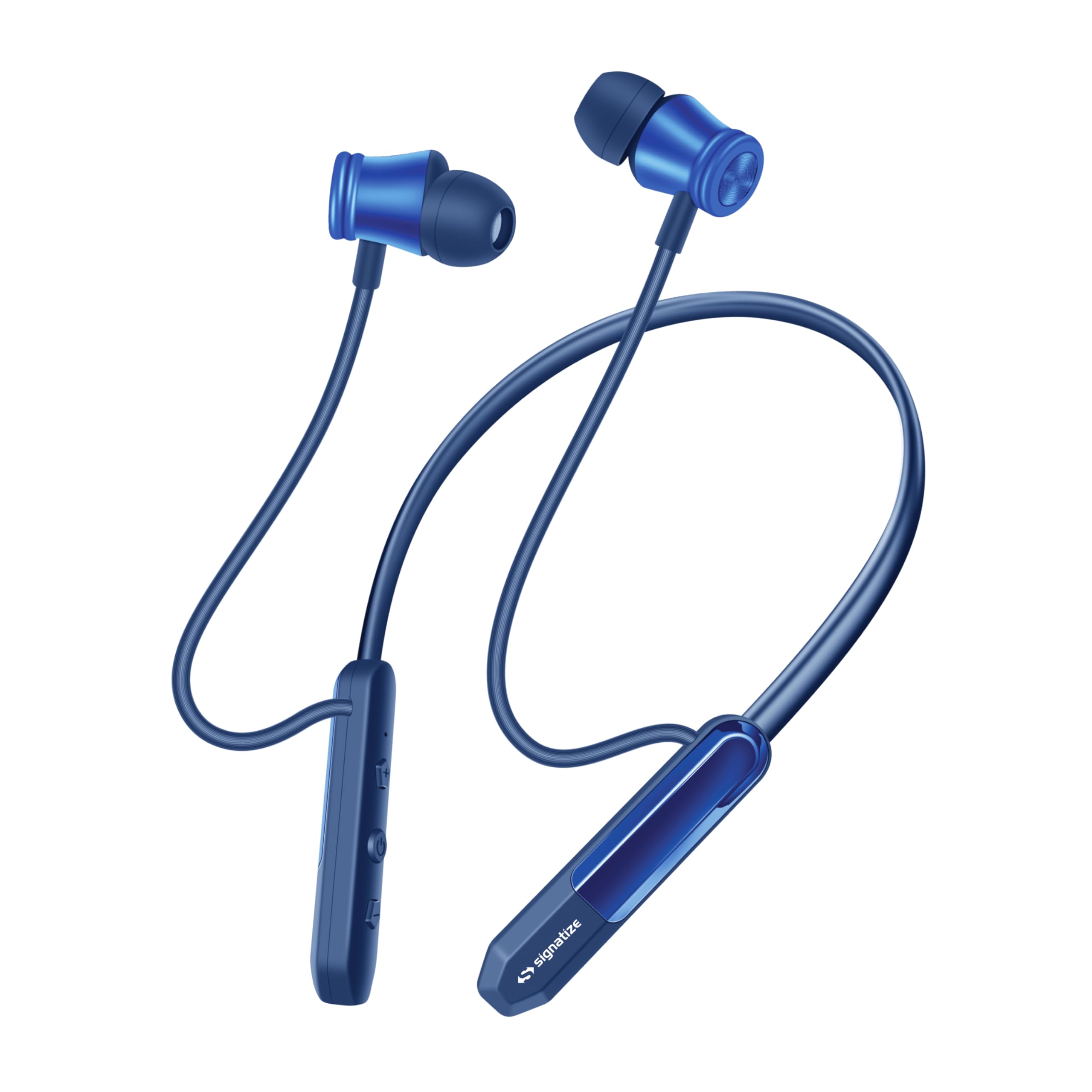 SIGNATIZE Bluetooth Wireless Neckband Headphones with Magnetic On/Off, BT v5.4, Type-C Charging, Dual Pairing, 10mm Driver, 20+ Hours Playback, Blue
