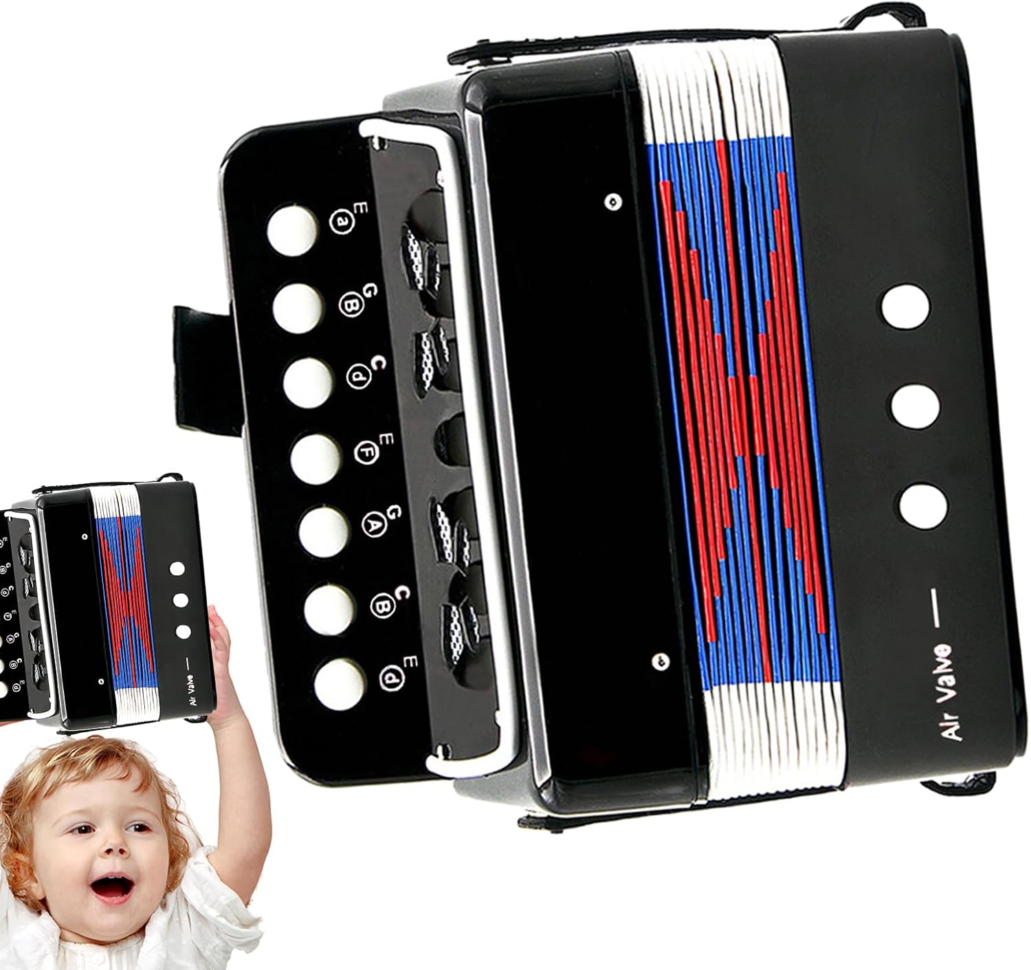 Kids Accordion Toy Musical – Instrument Children Portable 7, Keys Button Small Beginners, Boys Girls Age 3+ | Children - Portable 7 Keys Button Small Accordion For Beginners, Boys And Girls Age 3+,