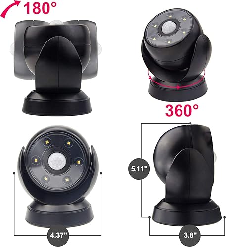 Miniatura 3 de HONWELL Luz con sensor de movimiento funciona con pilas, foco inalámbrico para exteriores, detector de movimiento impermeable, luz de inundación de