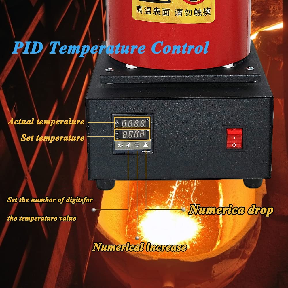 Gold Melting Furnace, 1500W Digital Metal Melting Machine with Crucible Tongs and Protective Gloves, 1150? Ajustable Temperature, for Jewelry Refining Metals Gold Silver Tin Aluminum