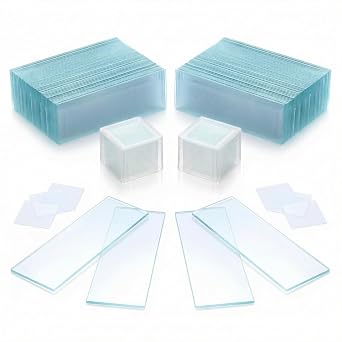 QWORK  100 PCS microscope slides and 200 PCS cover slips