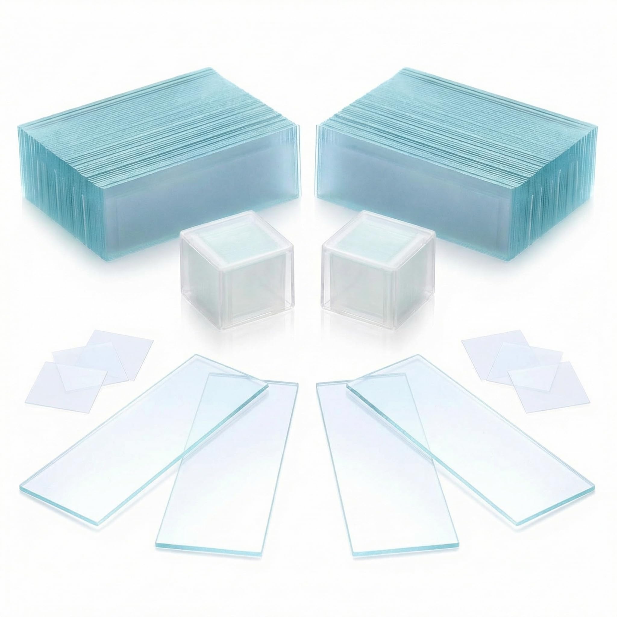 QWORK® 100 Stück Objektträger 76x25mm und 200 Stück Deckgläser 18x18mm, Mattierte Kanten