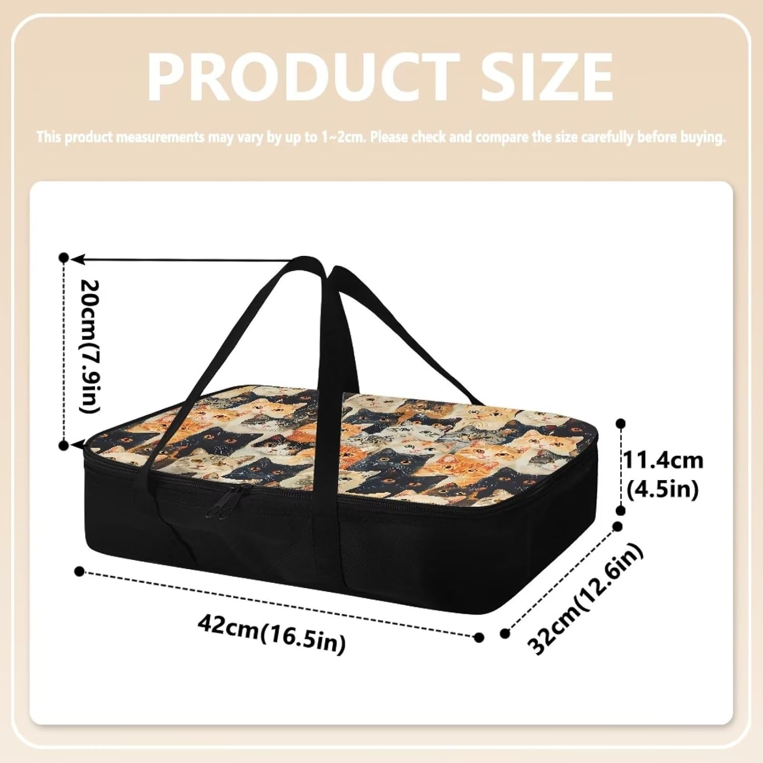 Cool Cat Thermal Insulated Casserole Carrier for Hot or Cold Food Fits 9" x 13" Baking Dish Portable Food Warmer Bag for Transport Lasagna Holder Lugger Tote
