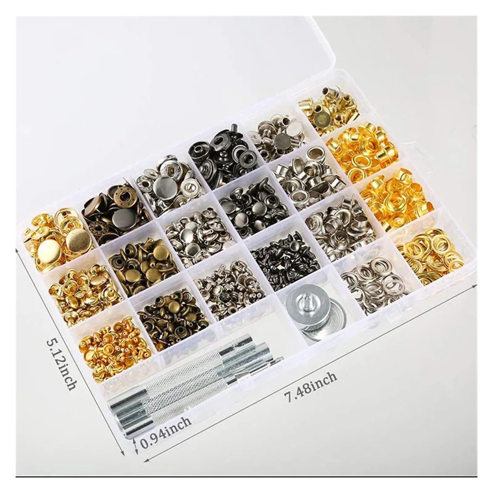 400 set Bottoni a pressione in metallo/ottone/Occhiello con rondella/Rivetti a doppio cappuccio for abbigliamento Borsa artigianale Scarpe Cintura Jeans Sarto fai-da-te Facile da applicare