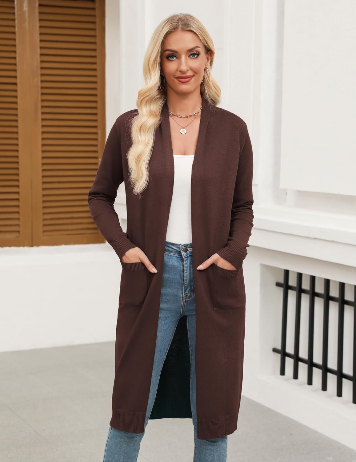 Zeagoo Women's Long Cardigan Sweaters Lightweight Sweater Long Sleeve Open Front Casual Knit Duster Cardigans with Pocket - Image 4