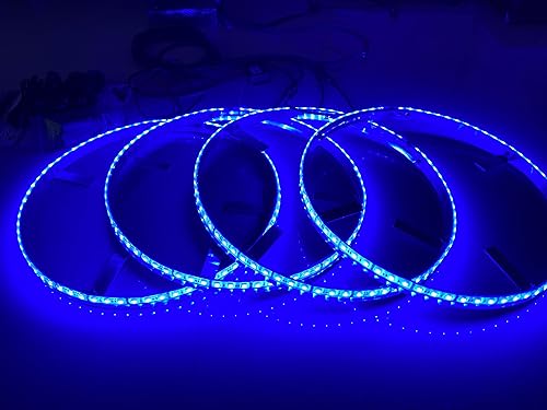 15.5 '' azul IP68 impermeable 4 luces/set más brillante 300led rueda anillo luces llanta luces luces estroboscópica función interruptor Ctrl