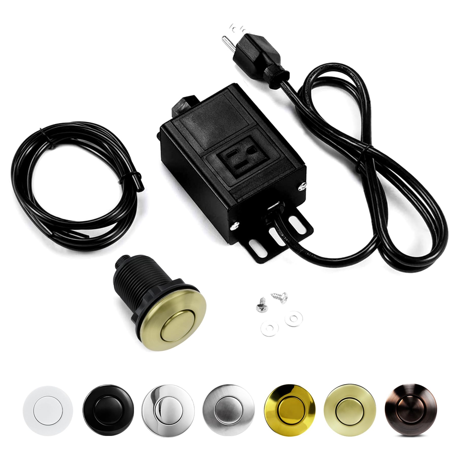 Sink Top Air Switch Kit Garbage Disposal Part by CLEESINK (SHORT/2.5", Brushed Gold)