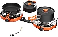 Vista 8 de Estufa de camping de propano de 2 quemadores de 20,000 BTUs con utensilios de cocina para acampar Overland Gris