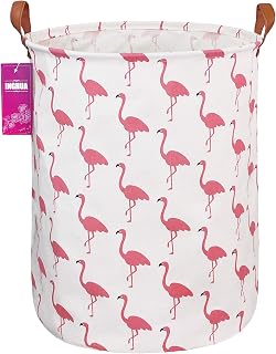 Flamingo Laundry Hamper Large Canvas Fabric Storage Basket