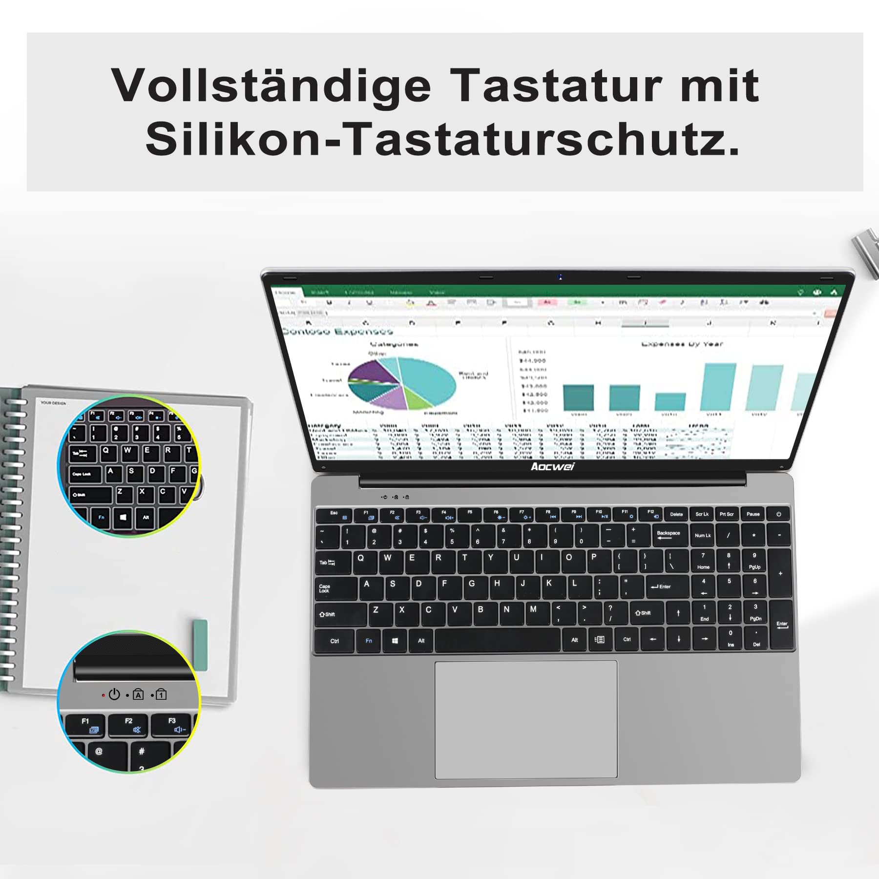 NOTODD Ordinateur Portable 14 Pouces 6 Go RAM 128 Go SSD 1TB Win11 Celeron J4105 WiFi BT4.2 Mini HDMI AZERTY