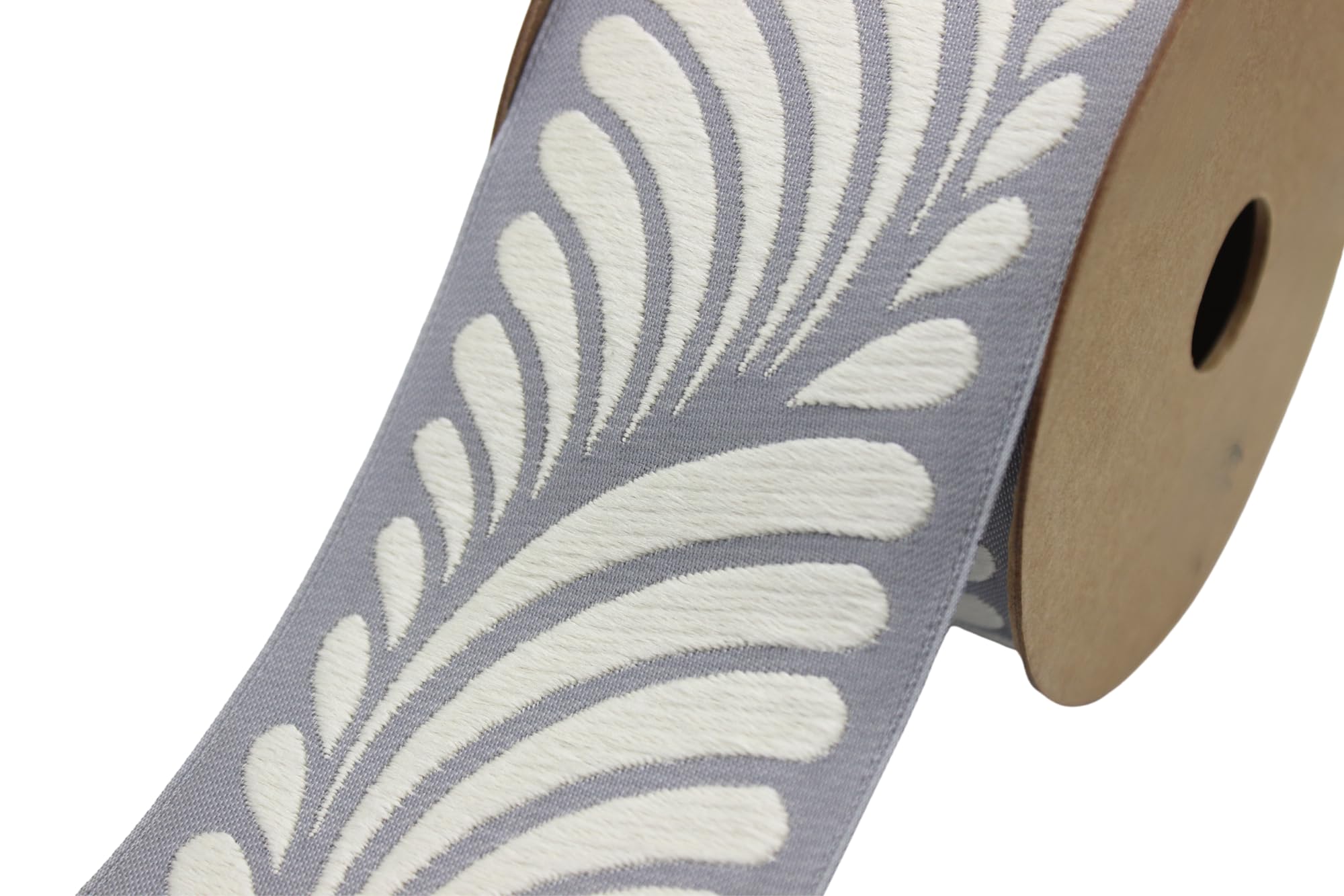 Bobina da 3,8 m 6,8 cm beige nero geometrico ricamato per tende nastro
