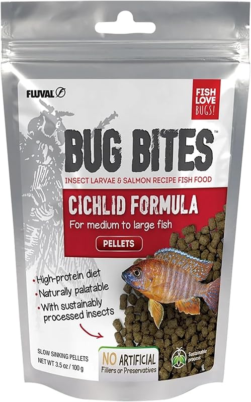Ração para Peixes Ciclídeos Fluval Bug Bites com Larvas de Mosca-Soldado-Negra, 100 g