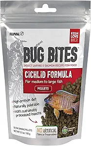 Fluval Bug Bites Cichlid Fish Food, Pellets for Medium to Large Sized Fish, 3.53 oz., A6581