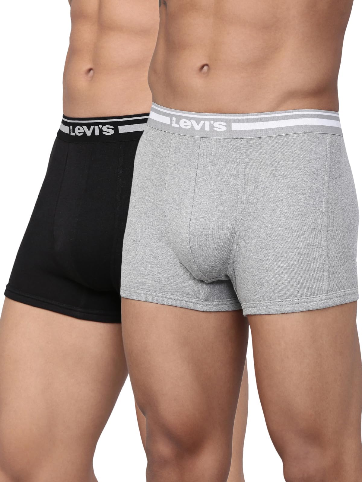 Levi's 003 Classic Trunk for Men | 100% Pure Cotton | Solid | Durable Comfort | Breathable Men's Underwear | Anti-Roll Waistband | Extra Supportive Gusset | No Ride-Up Leg Fit | Pack of 2