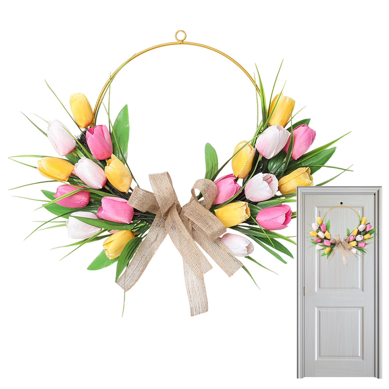 Couronne décorative de porte sans entretien pour fleurir durablement la maison