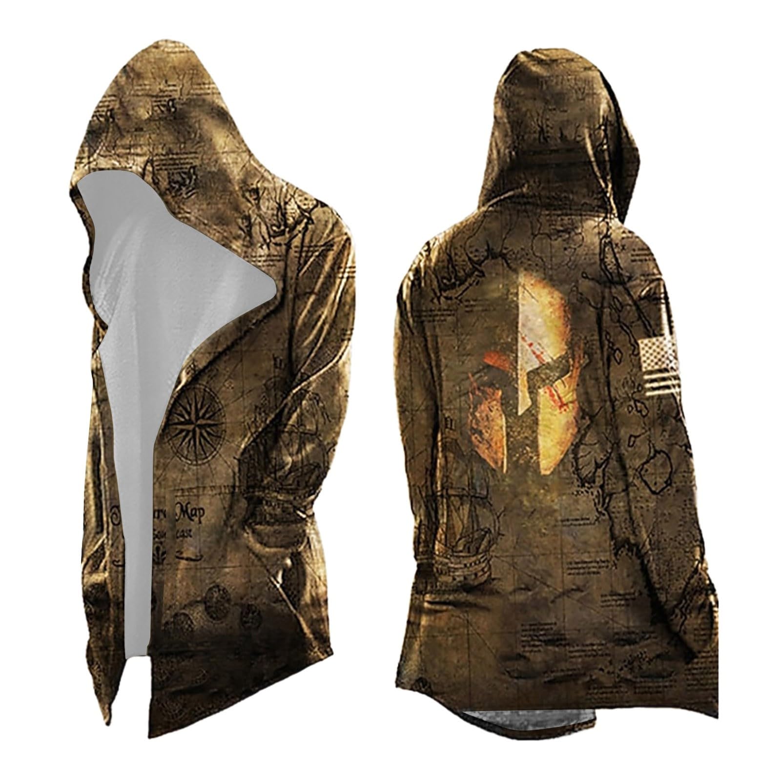 Celanisai Medieval Clothing Men's Halloween Costume Viking Hoodie Odin Myth Jacket Assassin's Creed Cosplay Coat Scandinavia Cape for Cosplay Carnival Biker Jacket, S — image 1