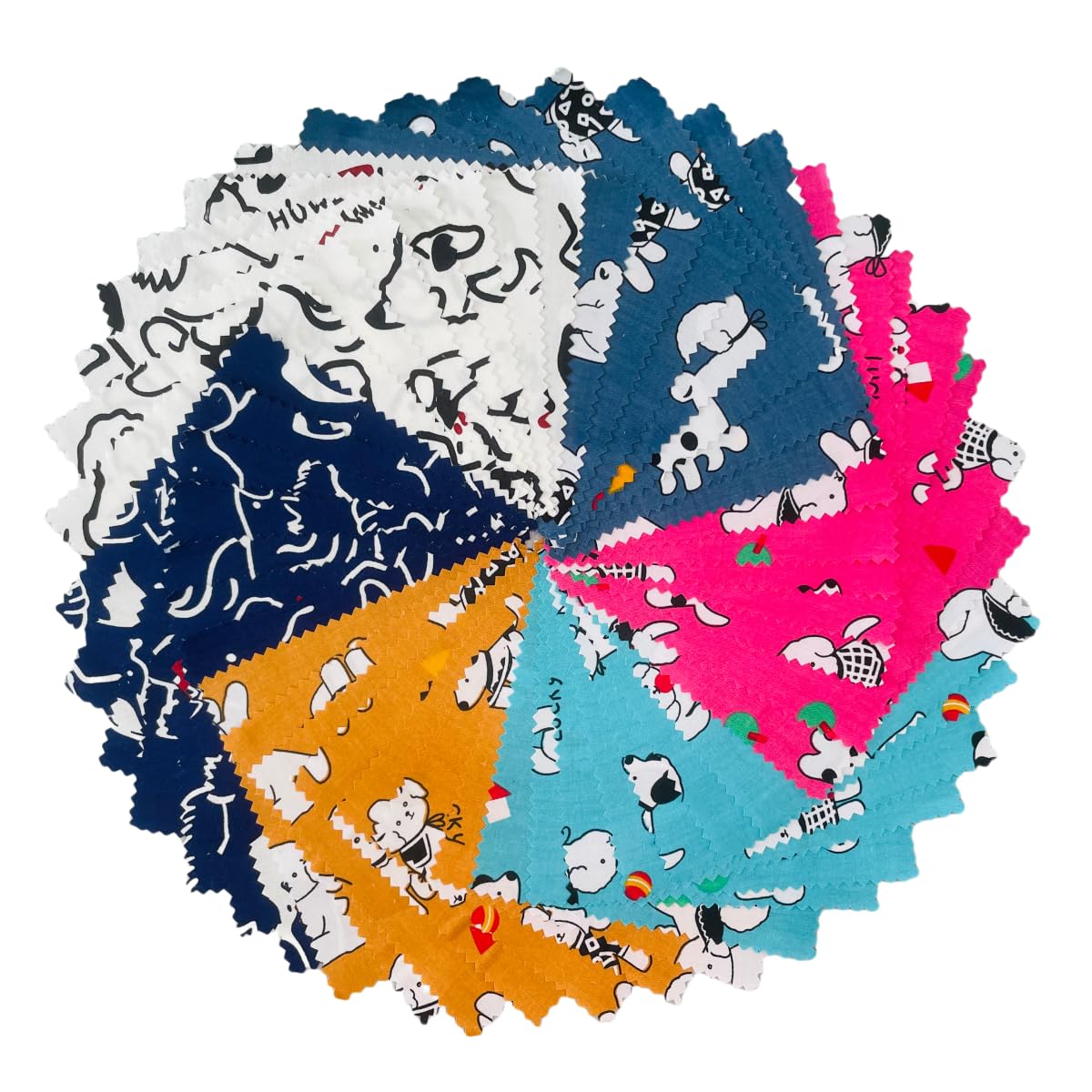 Cotton Fabric Squares 5x5 Charm Packs for Quilting 5 inch for Baby Boy Sewing Patchwork 42pcs (Dog Fabric)