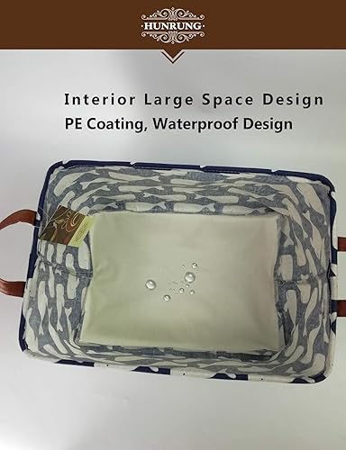 Miniatura 99 de HUNRUNG Cesta rectangular de almacenamiento de lona, bonita cesta organizadora de lona para mascotas, juguetes de niños, libros, ropa, perfecta