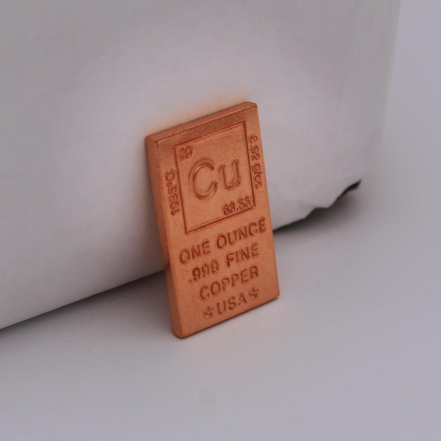 1 oz Copper Bar (Flat Style) 99.9% Pure Paperweight - Element Design with Certificate of Authenticity