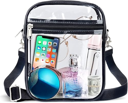Miniatura 9 de KETIEE Bolso cruzado transparente, aprobado para estadios, para conciertos, eventos deportivos, festivales G1-negro