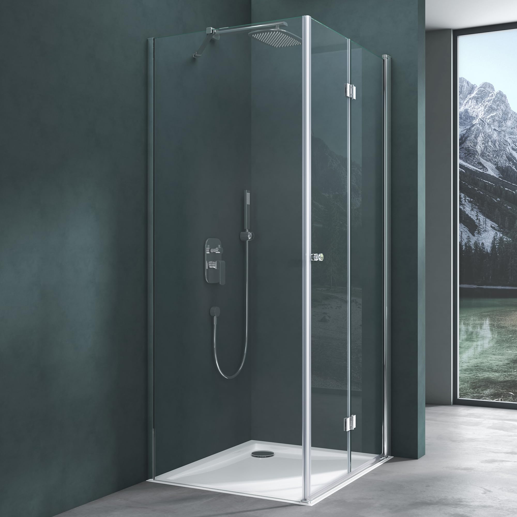 Mai & Mai Cabine de Douche en Angle Transparent sans Receveur 90x90x190cm